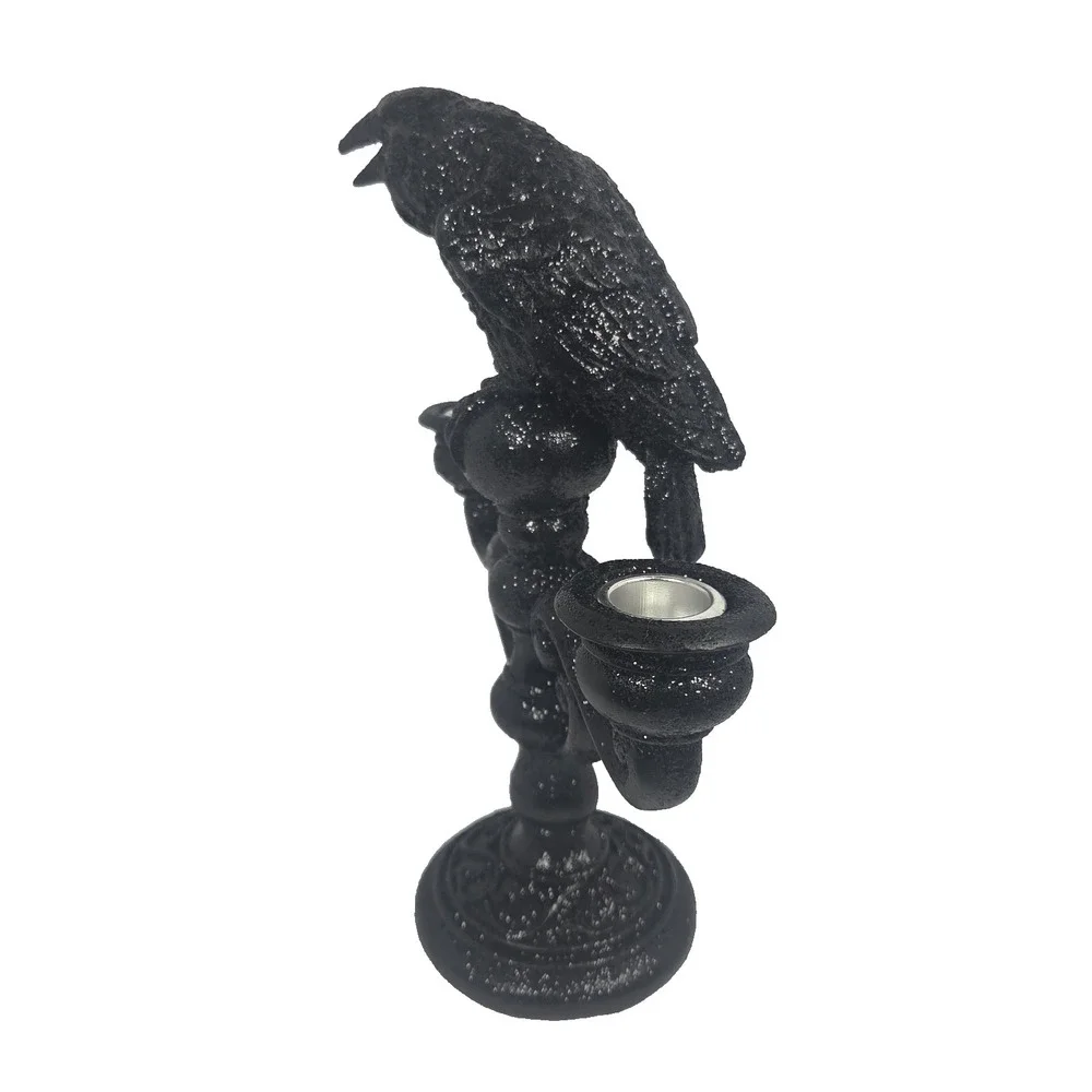 Well Dressed Home Raven Candelabra Black Glitter Halloween Gothic Decor New